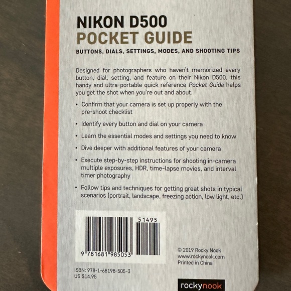 RockyNook NIKON D500 Pocket Guide, great book for on the go references - Picture 2 of 5
